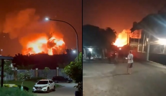 Tangkapan Layar Video Gudang Peluru Milik Kodam Jaya Terbakar