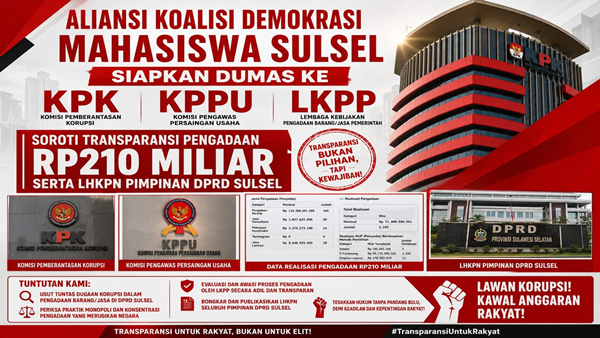 Rp 210 Miliar Pengadaan DPRD Sulsel Disorot, Mahasiswa Geruduk KPK dengan Segudang Data