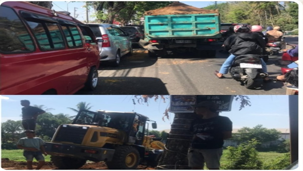 Warga Antre BBM, Truk Material Tetap Lalu-Lalang di Jalan Poros Kalabbirang