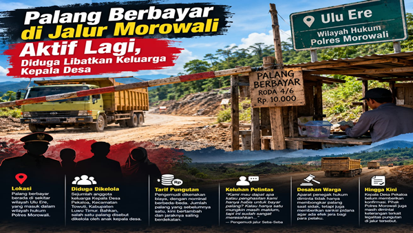 Usai Ditertibkan, Palang Berbayar di Morowali Muncul Lagi, Keluarga Kades Diduga Terlibat